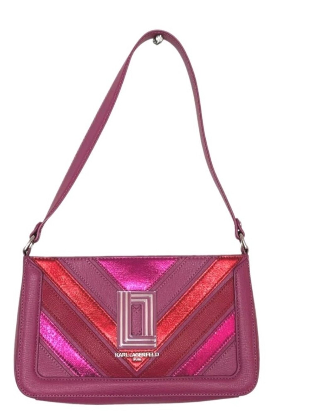 Karl Lagerfeld Magenta, Pink & Red Chevron Shoulder Bag